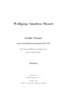 Große Sonate - Wolfgang Amadeus Mozart image